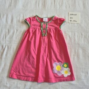 Hanna Andersson girls size 80 or 18-24 months pink cap sleeve dress flowers